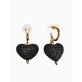 Серьги с Кулонми «Вечернее сердце», чёрные, цвет золотистый