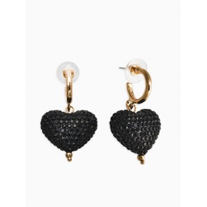 Серьги с Кулонми «Вечернее сердце», чёрные, цвет золотистый