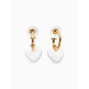 Серьги со съёмными Кулонми «Сердца», белые, цвет золотистый Серьги со съёмными Кулонми «Сердца», белые, цвет золотистый