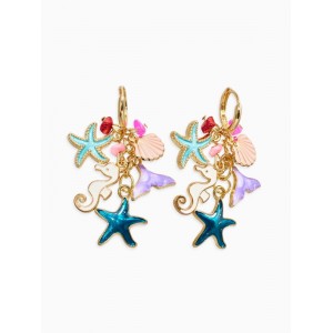 Серьги «Морской мир» подвесочки, цветные, цвет золотистый