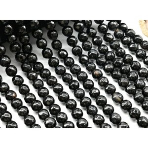Бусины из агата черного шарик гр.8мм, 37см, 47 бусин