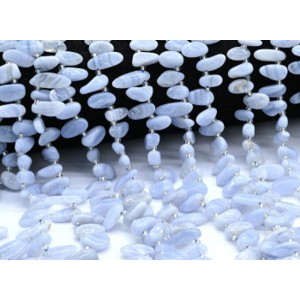 Бусины из агата голубого (сапфирин) галтовка 5*14мм, 48 бусин