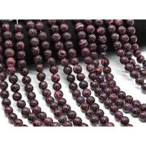 Бусины из агата "Вены Дракона" шарик 10мм цвет бордовый, 35см, 38 бусин