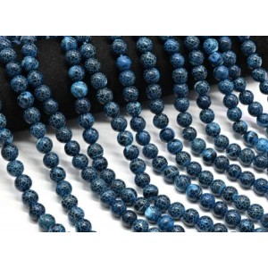 Бусины из агата "Вены Дракона" шарик 10мм цвет синий, 35см, 38 бусин