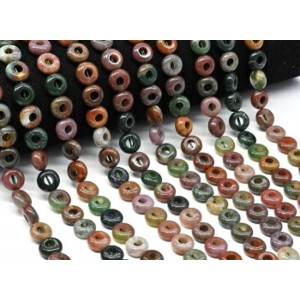 Бусины из агата мохового бублик 10*5мм, 39см, 38 бусин