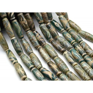 Бусины Дзи "Аристократ" из агата бочонок 10*30мм цвет зеленый, 29см, 9 бусин Бусины Дзи "Аристократ" из агата бочонок 10*30мм цвет зеленый, 29см, 9 бусин