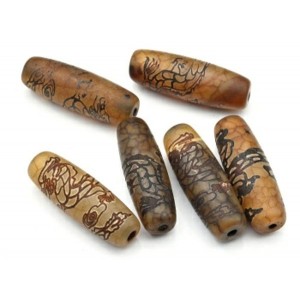 Бусины Дзи "Дракон" из агата бочонок 10*30мм, 1 бусина