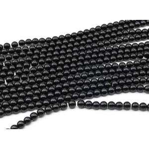 Бусины из агата черного шарик 6мм (имитация), 38см, 68 бусин