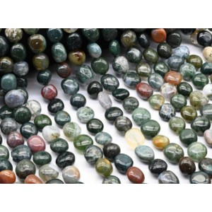 Бусины из агата мохового галтовка 13*15мм, 40см, 29 бусин