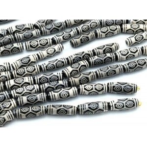 Бусины Дзи "Шесть глаз" из агата бочонок 10*30мм цвет черный, 29см, 10 бусин