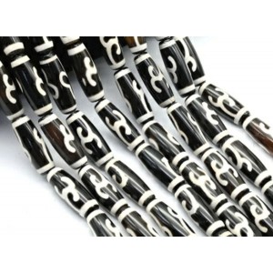 Бусины Дзи "Зеленая Тара" из агата бочонок 10*30мм, 29см, 10 бусин