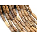 Бусины Дзи "Десять глаз" из агата бочонок 10*30мм цвет сепия, 29см, 10 бусин