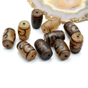 Бусины Дзи "Зеленая Тара" из агата бочонок 14*20мм, 1 бусина Бусины Дзи "Зеленая Тара" из агата бочонок 14*20мм, 1 бусина