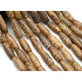 Бусины Дзи "Три глаза" из агата бочонок 10*30мм, 29см, 9 бусин