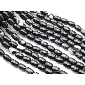 Бусины из агата черного бочонок 10*14мм, 38см, 28 бусин