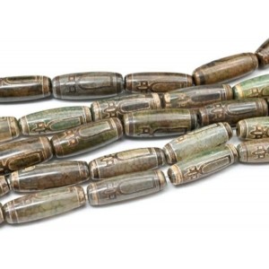 Бусины Дзи "Бог богатства" из агата бочонок 10*30мм цвет зеленый, 29см, 10 бусин Бусины Дзи "Бог богатства" из агата бочонок 10*30мм цвет зеленый, 29см, 10 бусин