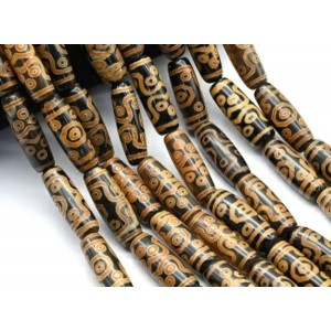 Бусины Дзи "Одиннадцать глаз" из агата бочонок 10*30мм цвет черный, 29см, 10 бусин Бусины Дзи "Одиннадцать глаз" из агата бочонок 10*30мм цвет черный, 29см, 10 бусин