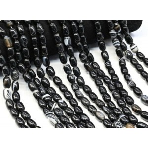 Бусины из агата черного рис 8*12мм, 38см, 32 бусины