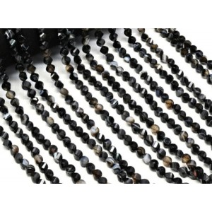 Бусины из агата черного шарик с гранями 6мм, 38см, 65 бусин