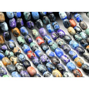 Бусины из агата тонированного бочонок 13*18мм цвет ассорти, 39см, 20 бусин