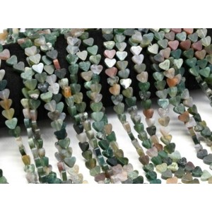 Бусины из агата мохового сердце 7*6мм, 38см, 60 бусин Бусины из агата мохового сердце 7*6мм, 38см, 60 бусин