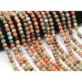 Бусины из агата тонированного шарик 8мм цвет рыже-зеленый, 37см, 49 бусин