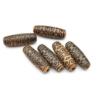 Бусины Дзи "Тридцать шесть глаз" из агата бочонок 15*40мм, 1 бусина Бусины Дзи "Тридцать шесть глаз" из агата бочонок 15*40мм, 1 бусина