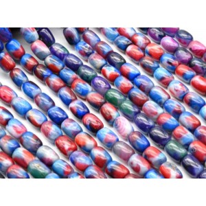 Бусины из агата тонированного бочонок 13*18мм цвет ассорти, 39см, 22 бусины