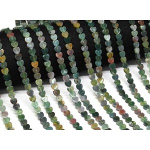 Бусины из агата мохового сердце 6*6мм, 38см, 68 бусин