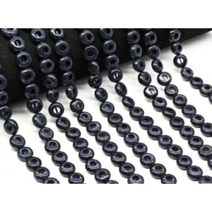 Бусины из авантюрина синего бублик 10*5мм, 40см, 40 бусин (иск.)