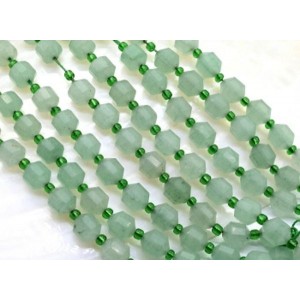 Бусины из авантюрина зеленого граненые 7*8мм, 18,5см, 18 бусин