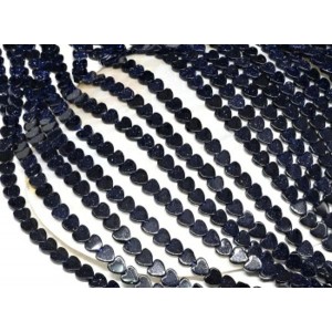 Бусины из авантюрина синего сердце 6*6мм, 38см, 70 бусин (иск.)