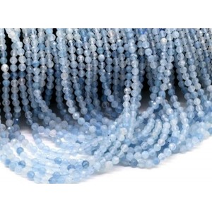 Бусины из аквамарина шарик гр.4мм, 39см, 88 бусин
