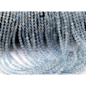 Бусины из аквамарина шарик гр.4мм, 39см, 90 бусин
