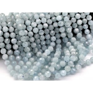 Бусины из аквамарина шарик гр.10мм, 39см, 40 бусин