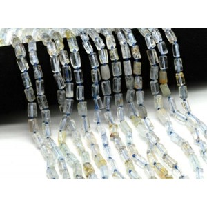 Бусины из аквамарина цилиндр с гранями 6*10мм, 41см, 33 бусины