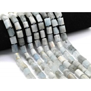 Бусины из аквамарина цилиндр с гранями 9*13мм, 40см, 28 бусин