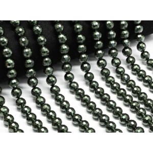 Бусины из майорки шарик с гранями 10мм цвет изумрудный, 39см, 43 бусины (иск.)