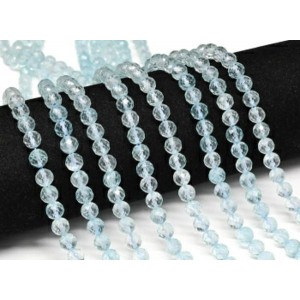 Бусины из аквамарина шарик гр.7мм, 39см, 55 бусин