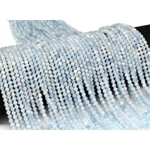 Бусины из аквамарина шарик гр.3мм, 38см, 112 бусин