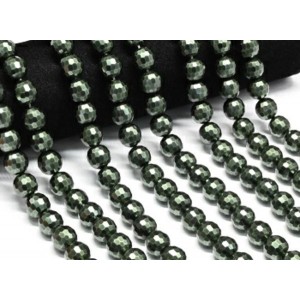 Бусины из майорки шарик с гранями 12мм цвет изумрудный, 37см, 33 бусины (иск.)