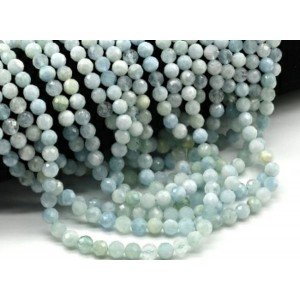 Бусины из аквамарина шарик гр.6мм, 38см, 59 бусин Бусины из аквамарина шарик гр.6мм, 38см, 59 бусин