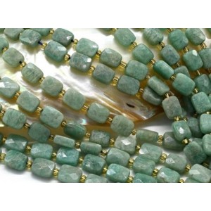 Бусины из амазонита прямоугольник с гранями 8*10мм, 37см, 31 бусина