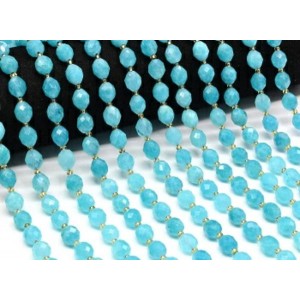 Бусины из кальцита овал с гранями 8*10мм цвет амазонит, 37мм, 32 бусины