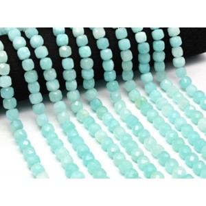 Бусины из кальцита кубик гр.9мм цвет амазонит, 38см, 43 бусины