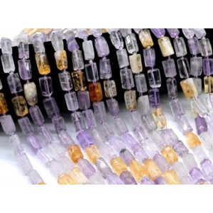 Бусины из аметиста лавандового и цитрина цилиндр гр.7*13мм, 41см, 28 бусин