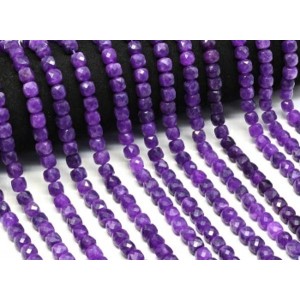 Бусины из кальцита кубик гр.7мм цвет аметист, 38см, 53 бусины