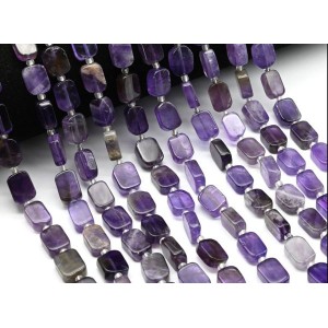 Натуральные бусины из аметиста прямоугольник 9*12мм, 37см, 26 бусин