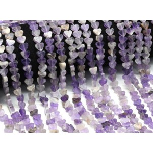 Бусины из аметиста сердце 7*6мм, 38см, 63 бусины