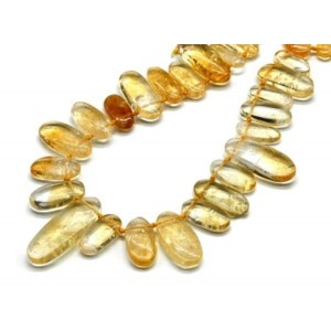Бусины из натурального цитрина овалы 15-35мм, 39см, 35 бусин Бусины из натурального цитрина овалы 15-35мм, 39см, 35 бусин